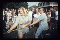 Students in a game of tug of war